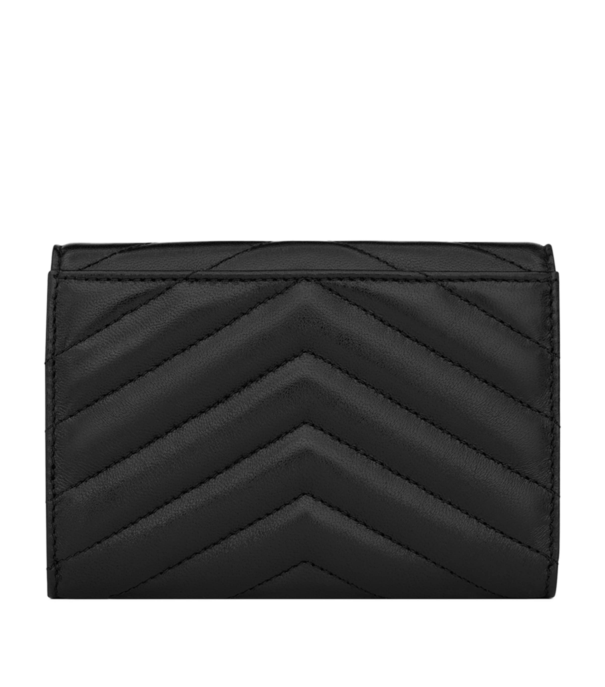 Saint Laurent Black Small Monogram Matelassé Envelope Wallet