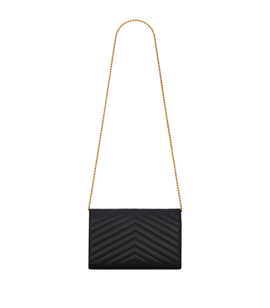 Saint Laurent Black Monogram Matelassé Envelope Wallet Bag