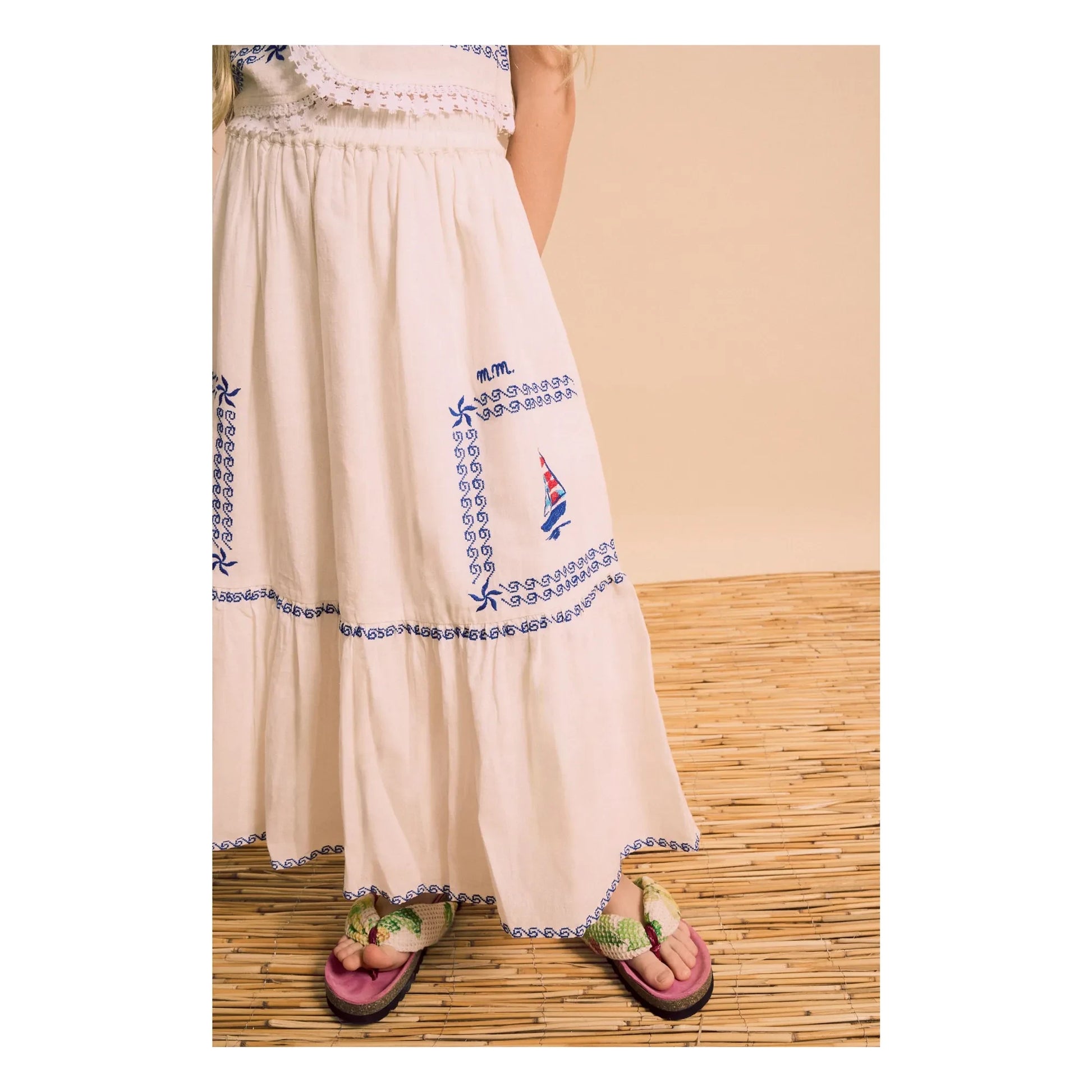 Maison Mangostan - Voiles Embroidered Vest | White