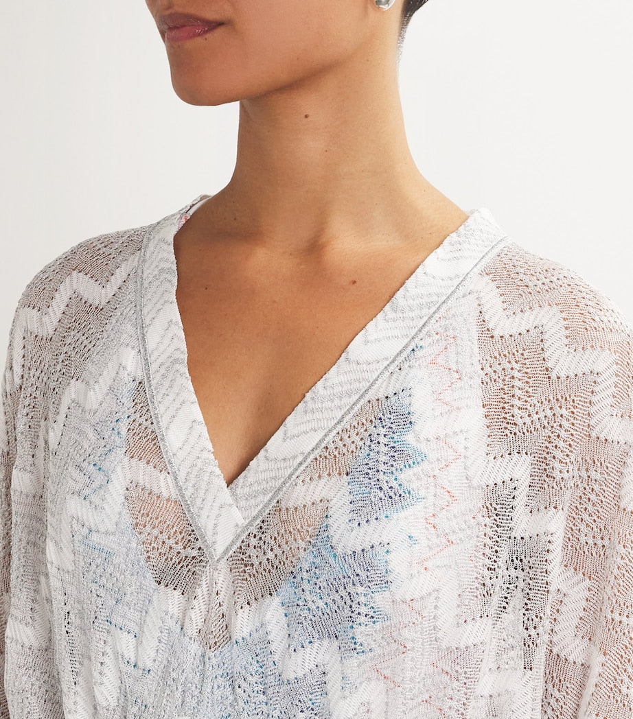 Missoni White Zigzag V-Neck Kaftan