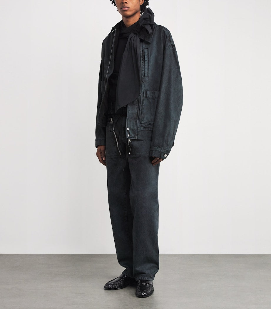 DRIES VAN NOTEN Grey Denim Overdyed Workwear Jacket