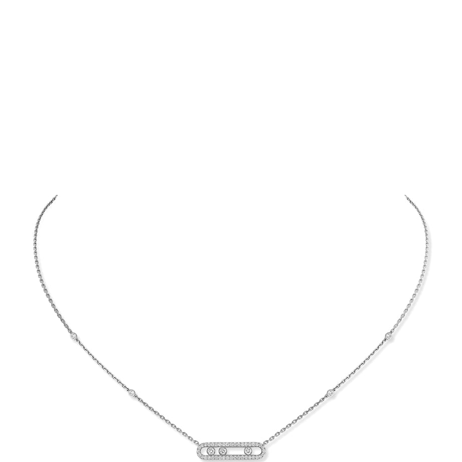 White Gold and Diamond Baby Move Classique Pavé Necklace