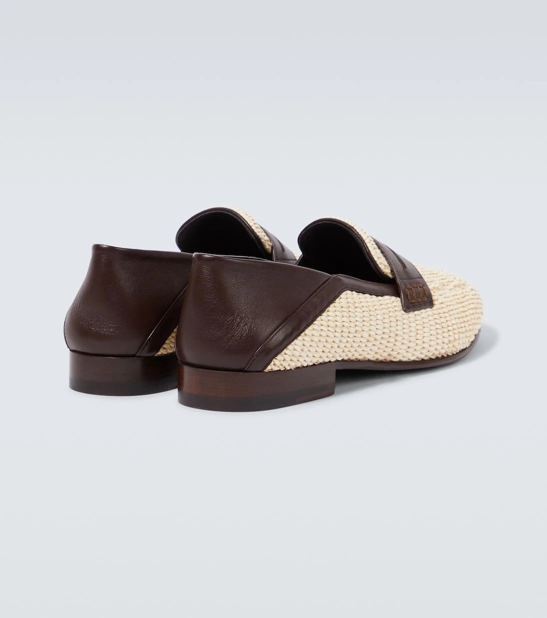 Manolo Blahnik - Padstow leather-trimmed raffia penny loafers