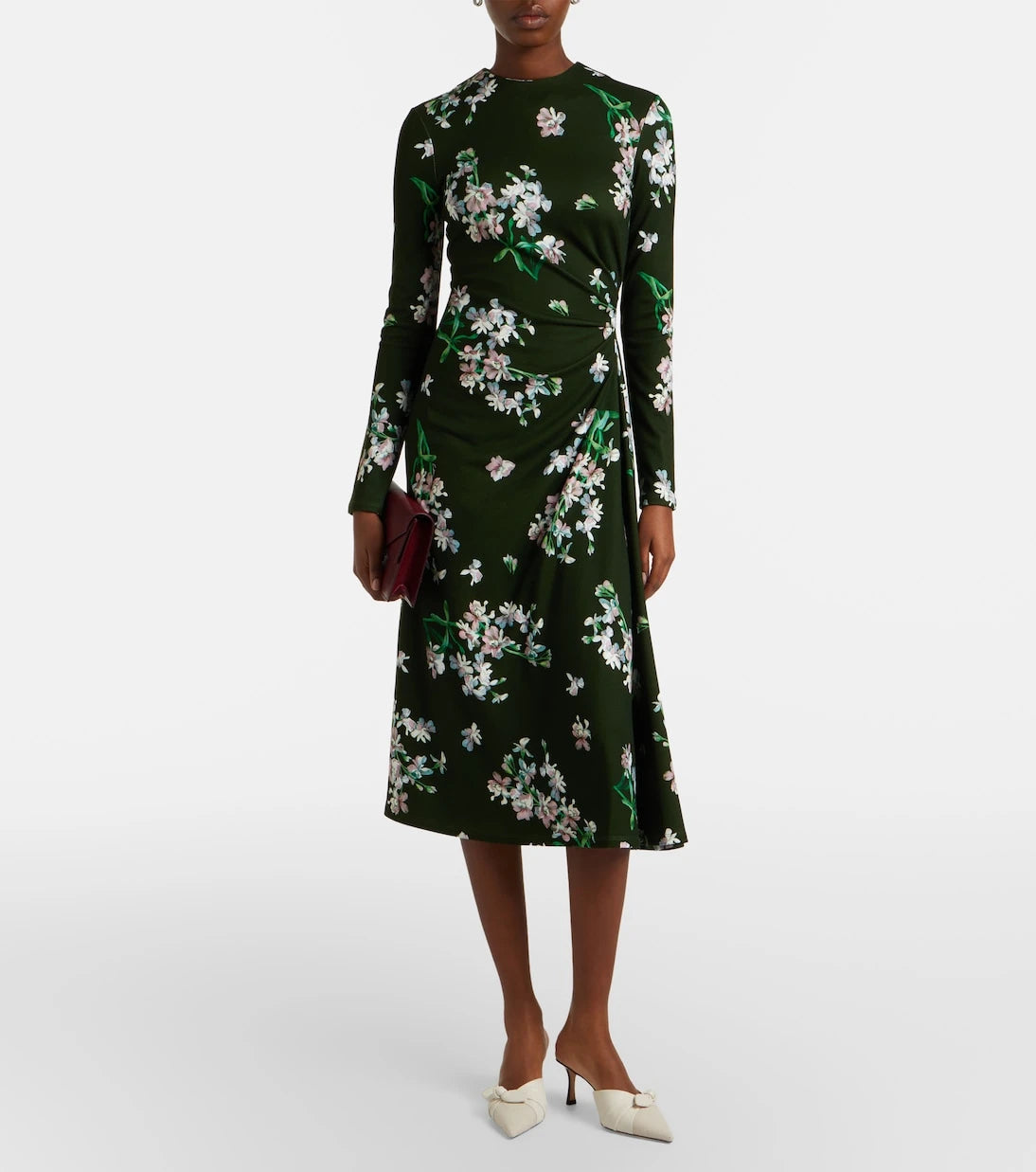 Erdem - Draped floral midi dress