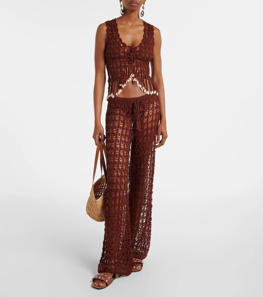 Anna Kosturova - Crochet cotton wide-leg pants