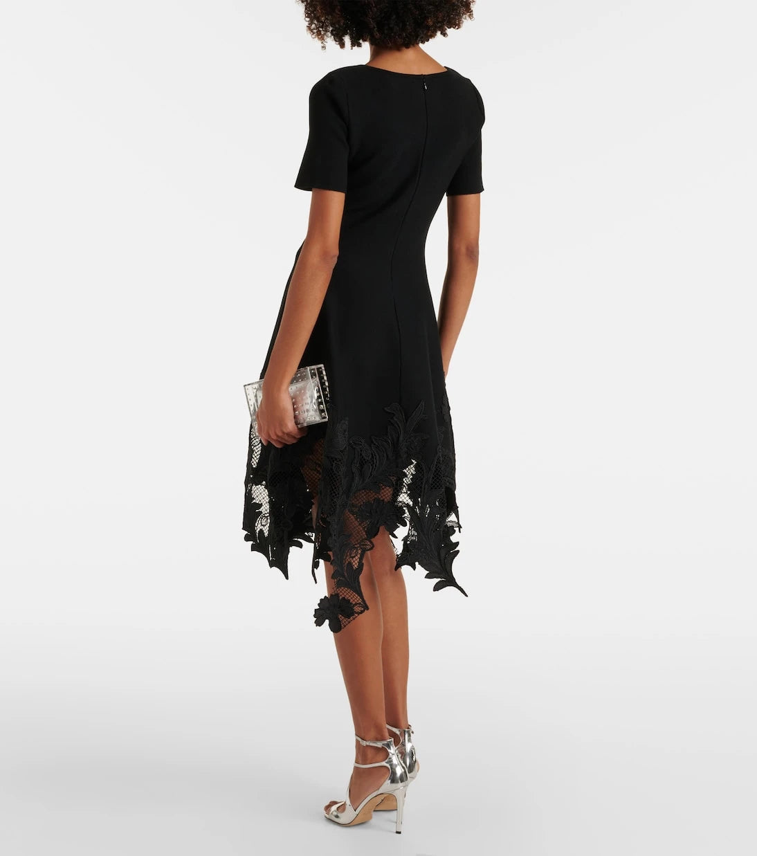 Oscar de la Renta - Lace-trimmed knitted minidress