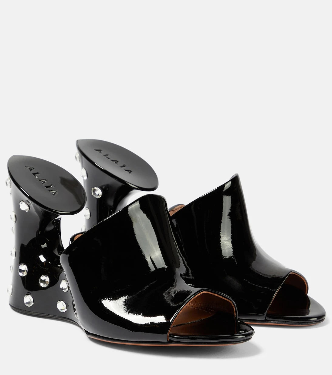 Alaïa - La Sculpture embellished patent leather mules