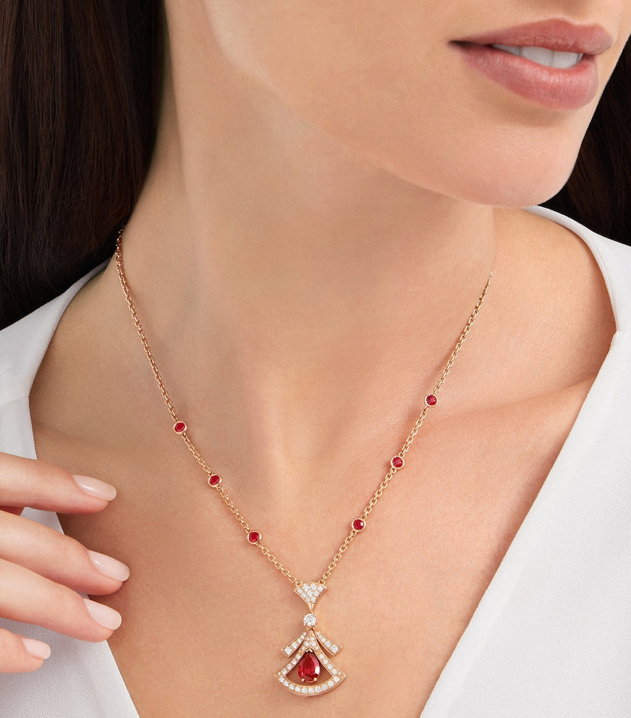 Rose Gold, Ruby and Diamond Divas' Dream Openwork Necklace