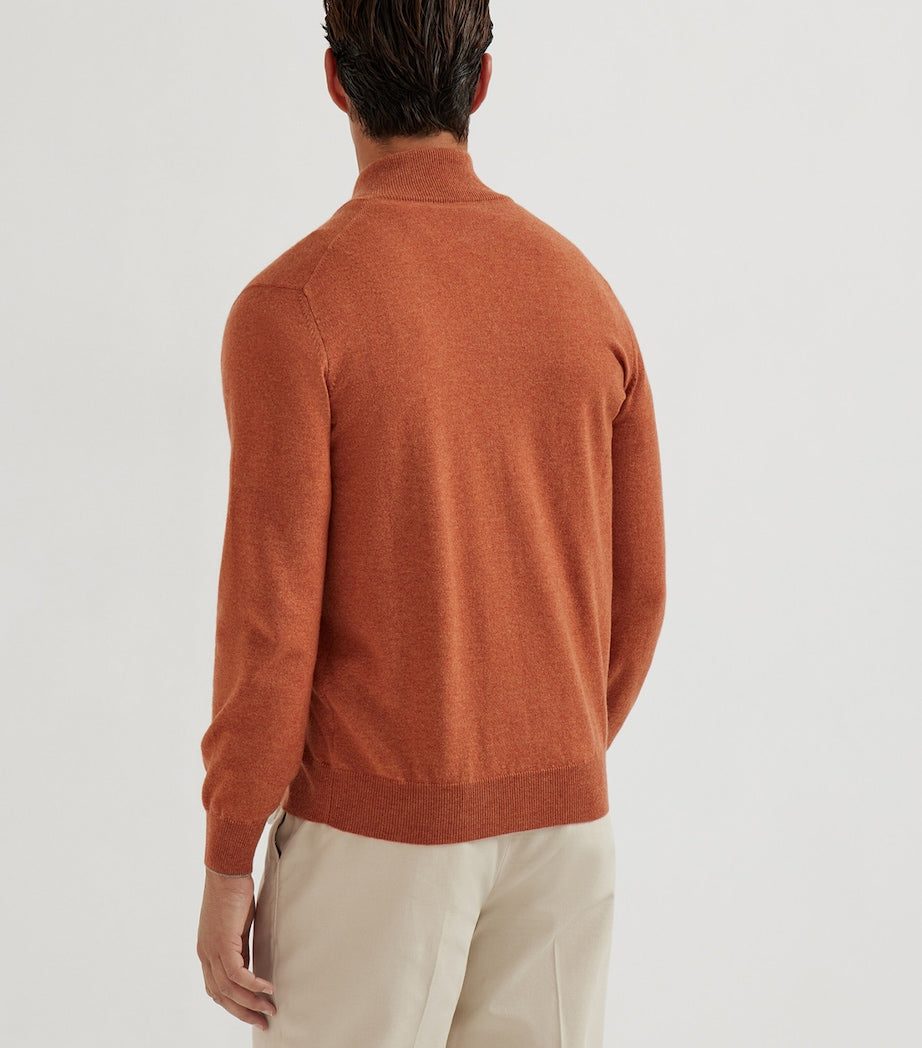 Brunello Cucinelli Yellow Cashmere Zip-Up Cardigan