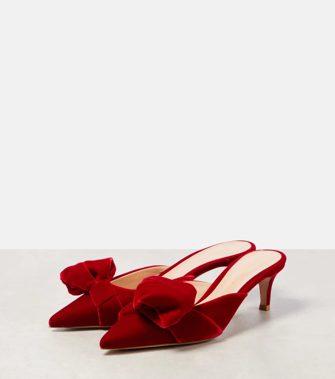 Gianvito Rossi - 55 bow-detail velvet mules