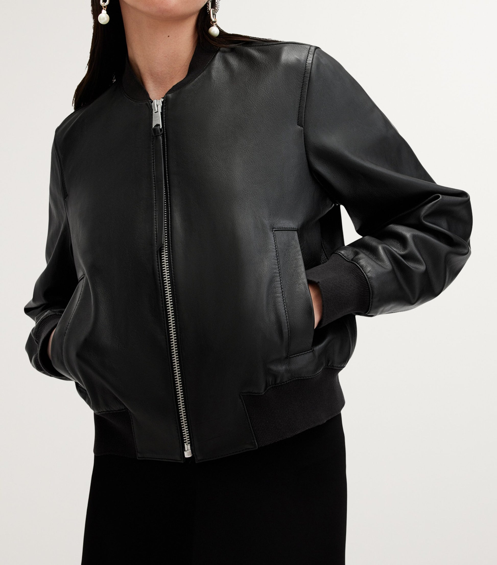 Leather Orten Bomber Jacket BLACK