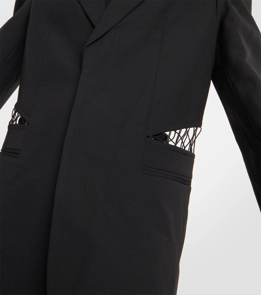 Dion Lee - Dantel şeritli, dekolteli yün blazer