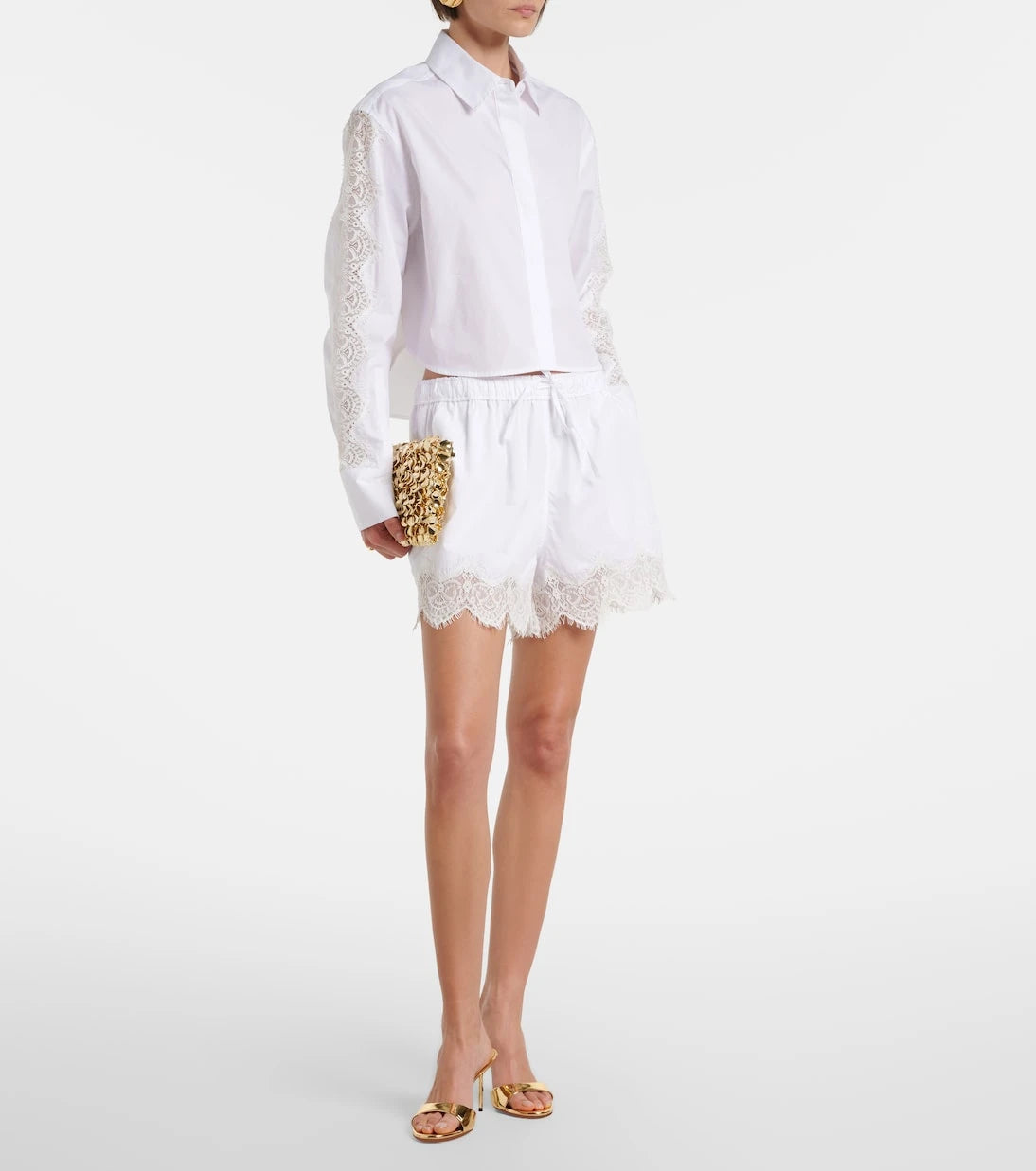 Simkhai - Lace-trimmed cotton shorts