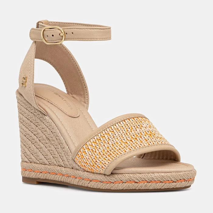 Tommy Hilfiger сандали HIGH WEDGE ESPAD RAFFIA