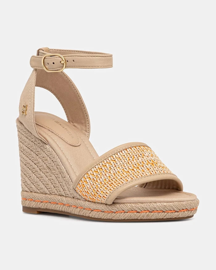 Tommy Hilfiger HIGH WEDGE ESPAD RAFFIA Sandalet