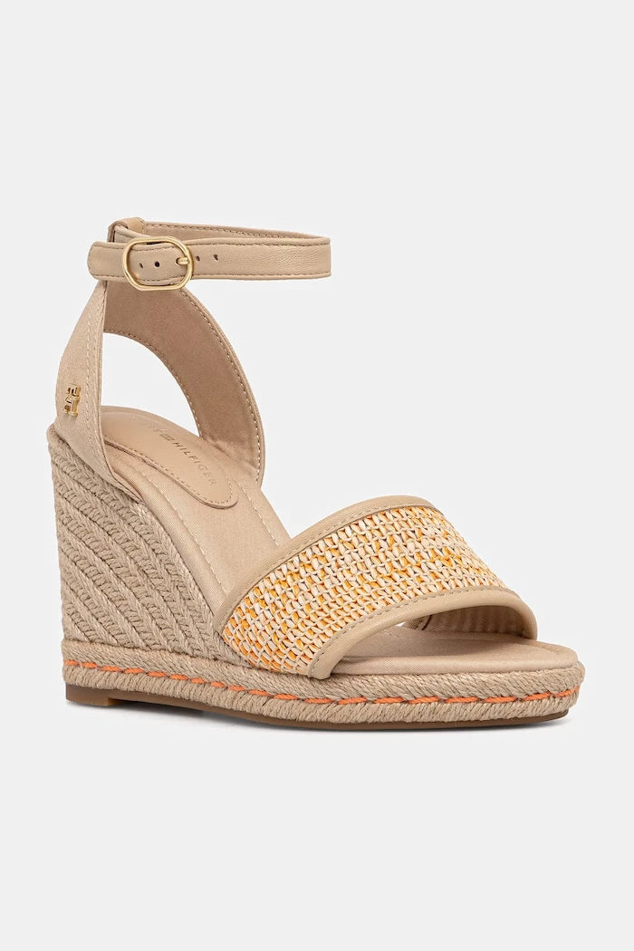 Tommy Hilfiger сандали HIGH WEDGE ESPAD RAFFIA
