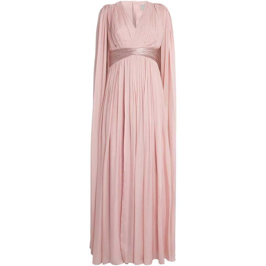 Gaurav Gupta Pink Silk Chiffon Cape Roz Gown