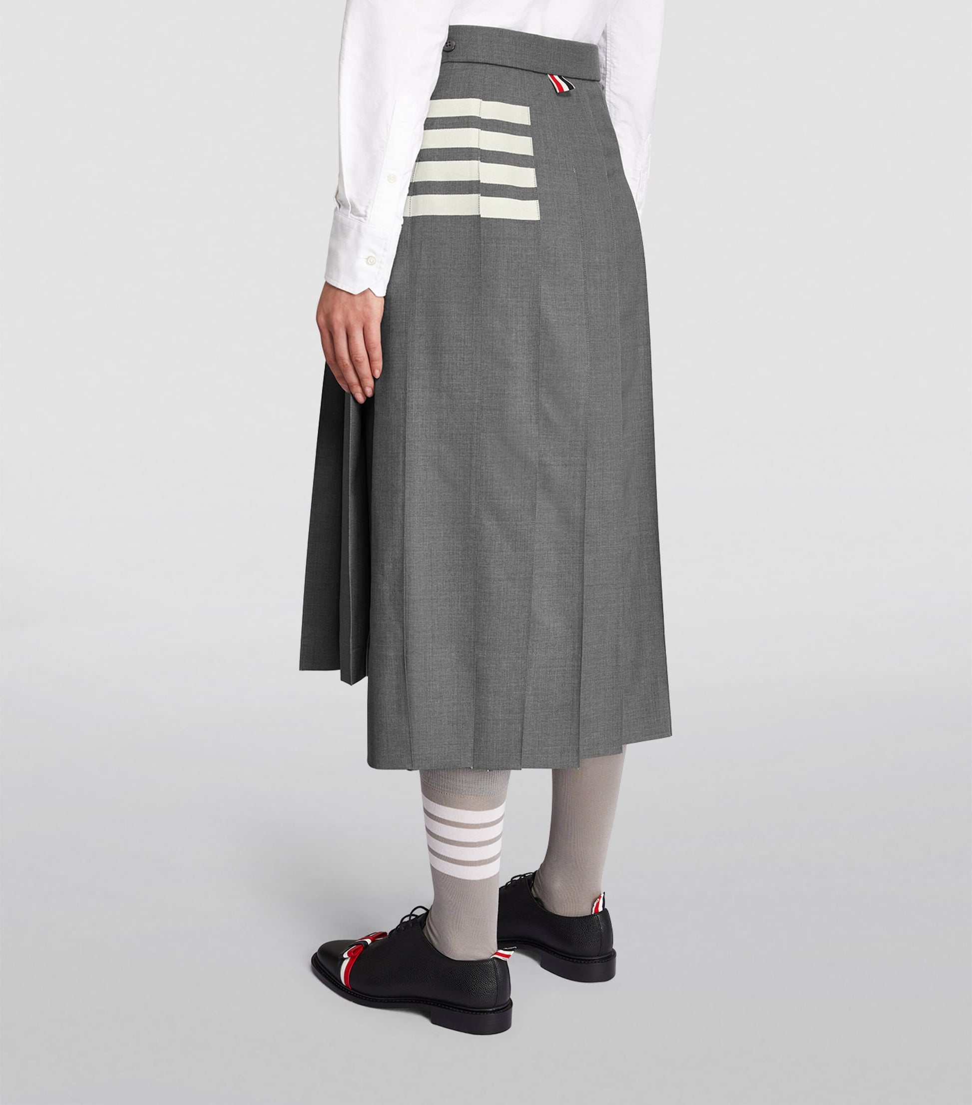 Thom Browne Grey Pleated Midi Skirt
