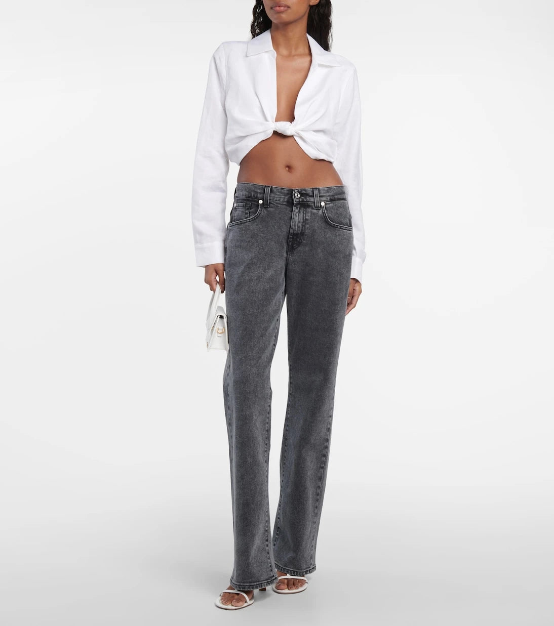 7 For All Mankind - جينز بقصة مستقيمة وخصر منخفض