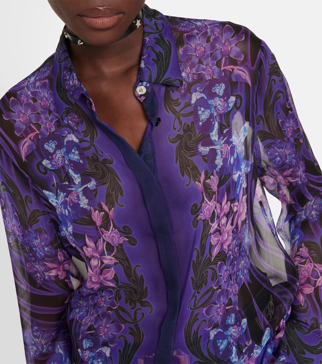 Versace - Floral silk chiffon shirt