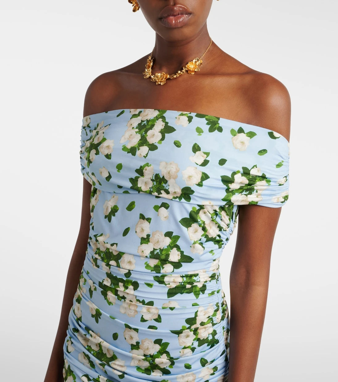 Carolina Herrera - Floral ruched jersey midi dress
