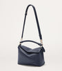 LOEWE Navy Small Leather Puzzle Edge Top-Handle Bag