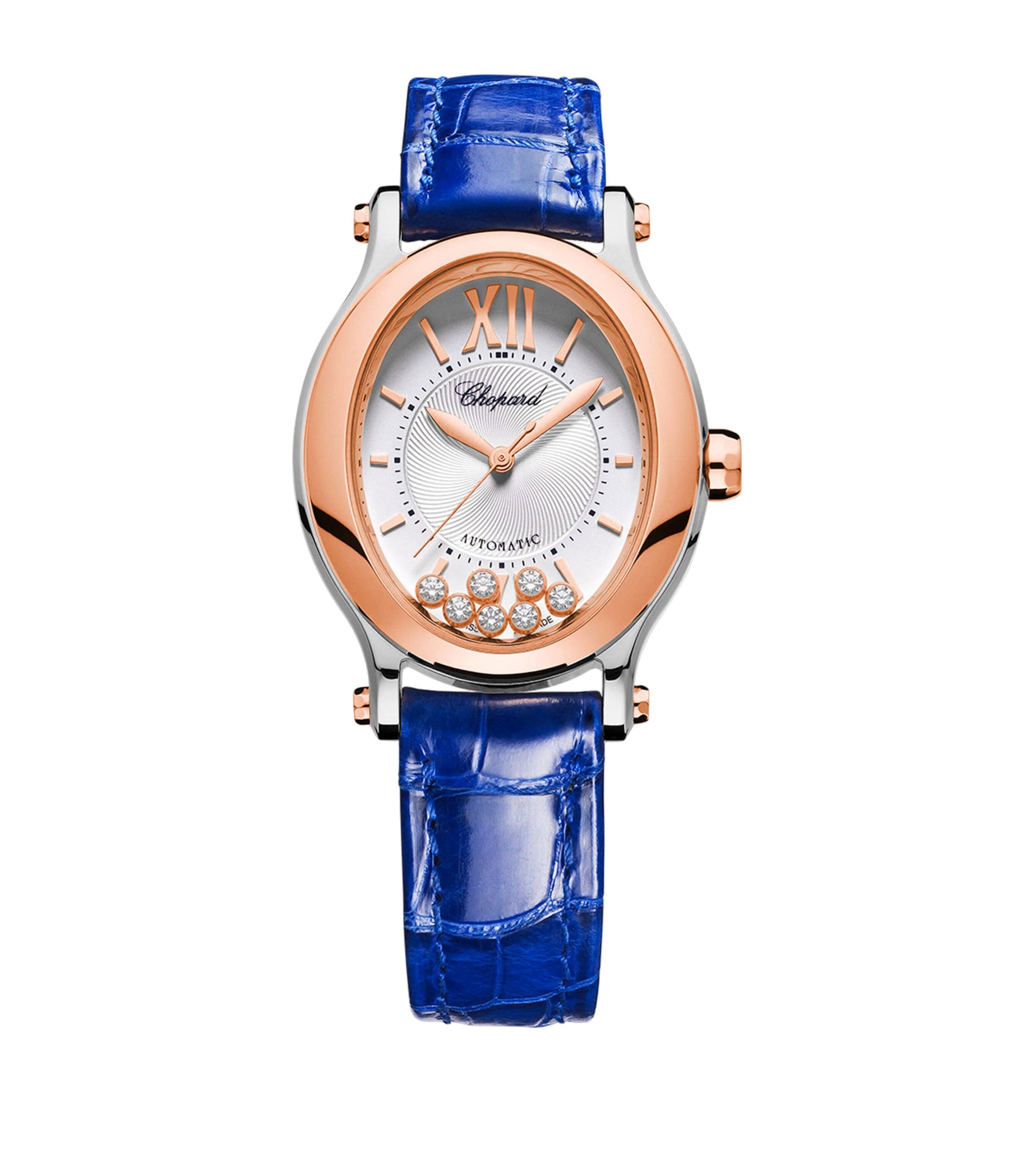 Rose Gold, Stainless Steel and Diamond Happy Sport Oval Watch 29mm