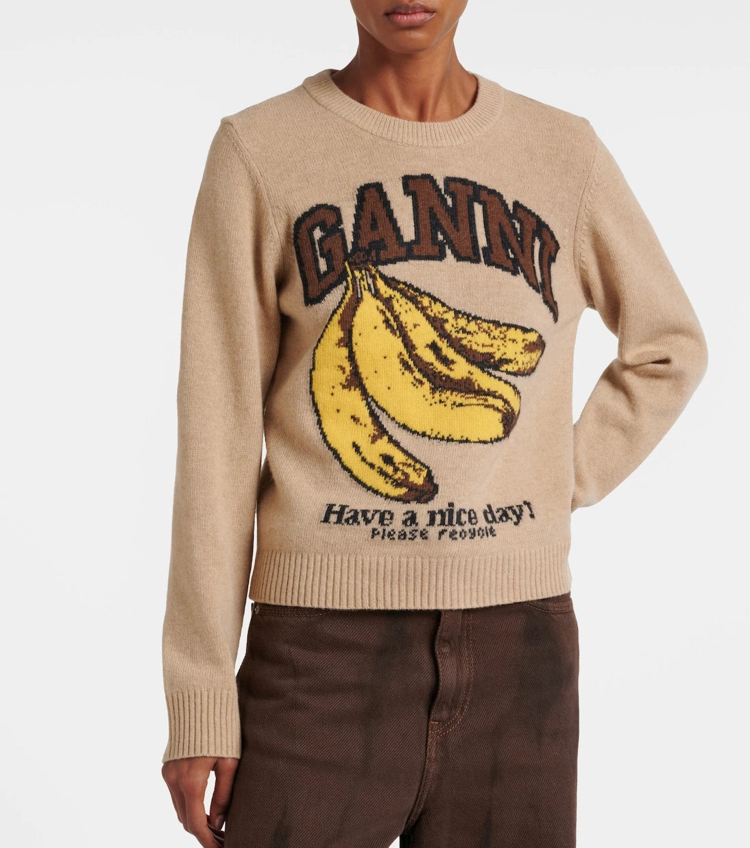 Ganni - Logo intarsia sweater
