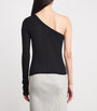 Rick Owens Black One-Shoulder Ziggy Crop Top