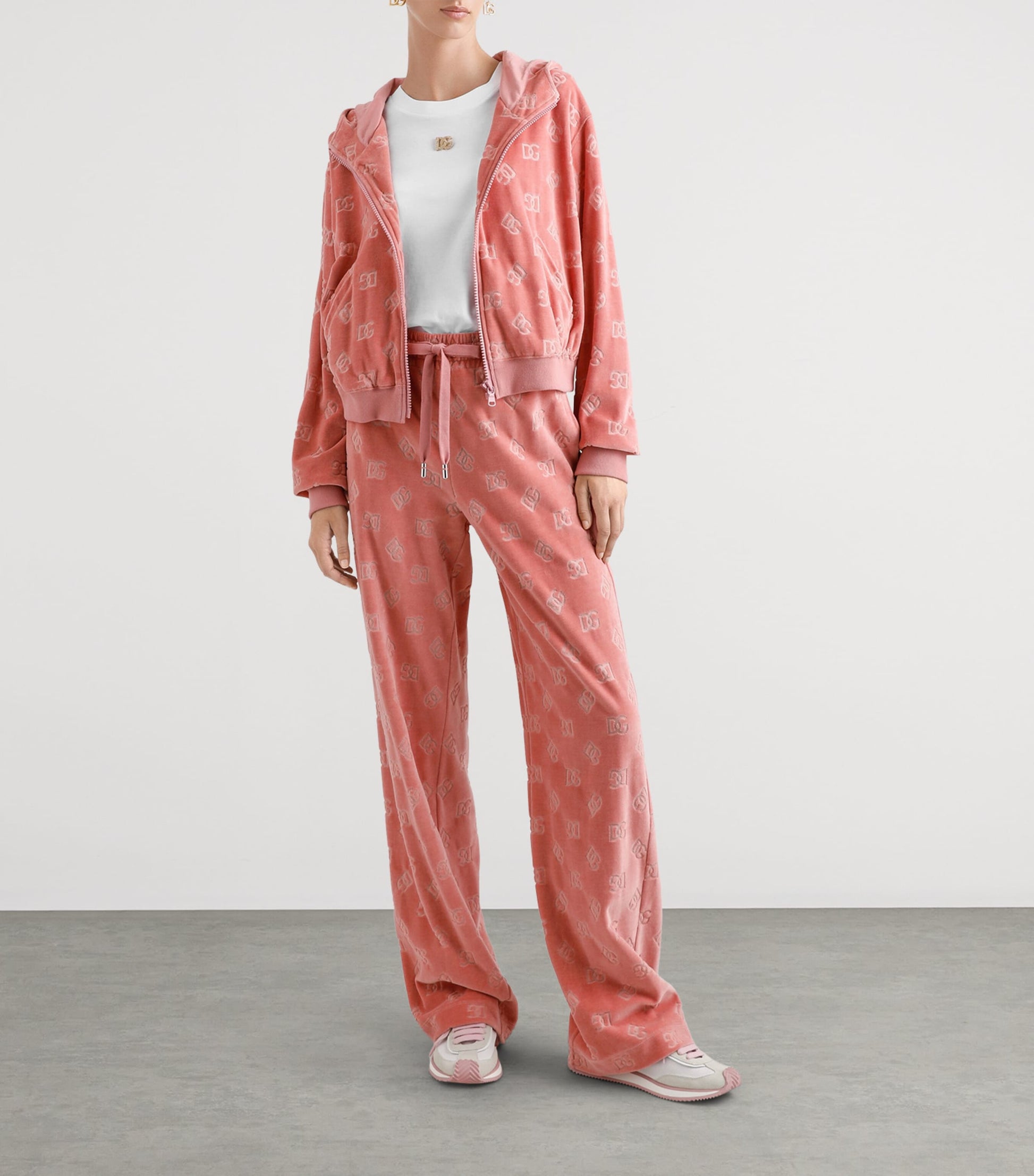 Dolce & Gabbana Multi Velvet Logo Zip-Up Hoodie