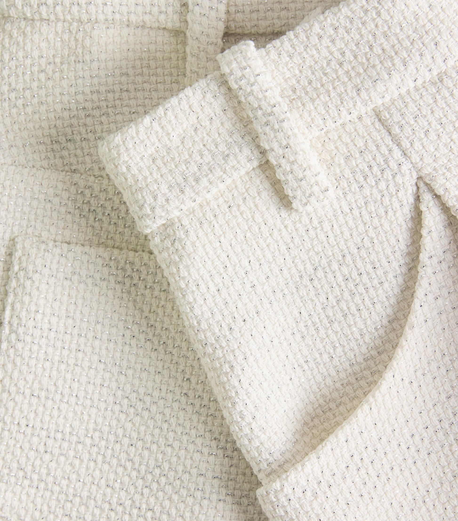 White Tweed Pleated Shorts