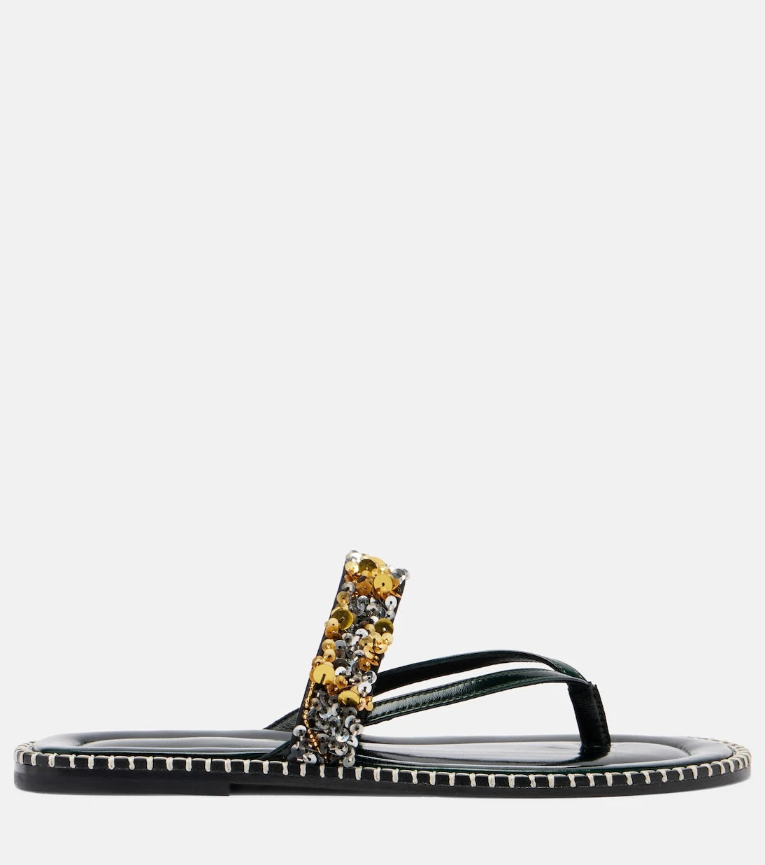 Dries Van Noten - Sequined leather thong sandals
