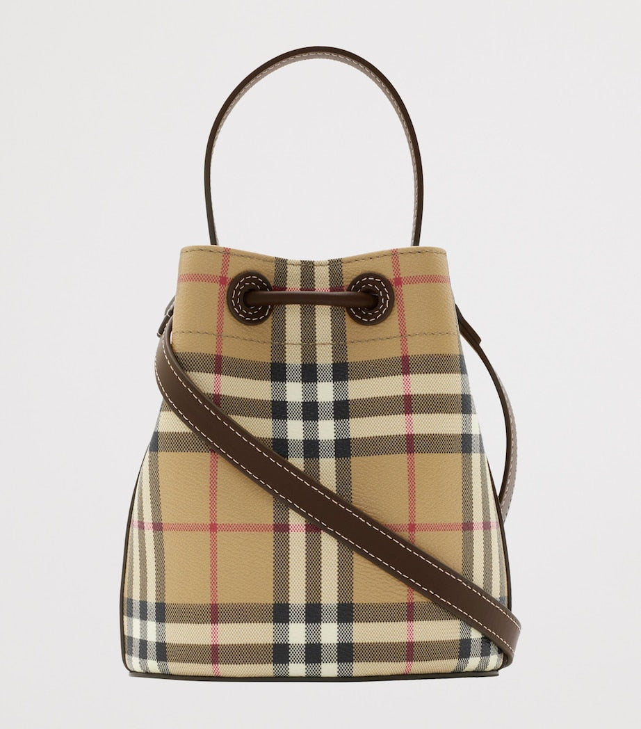 Beige Mini Check Bucket Bag