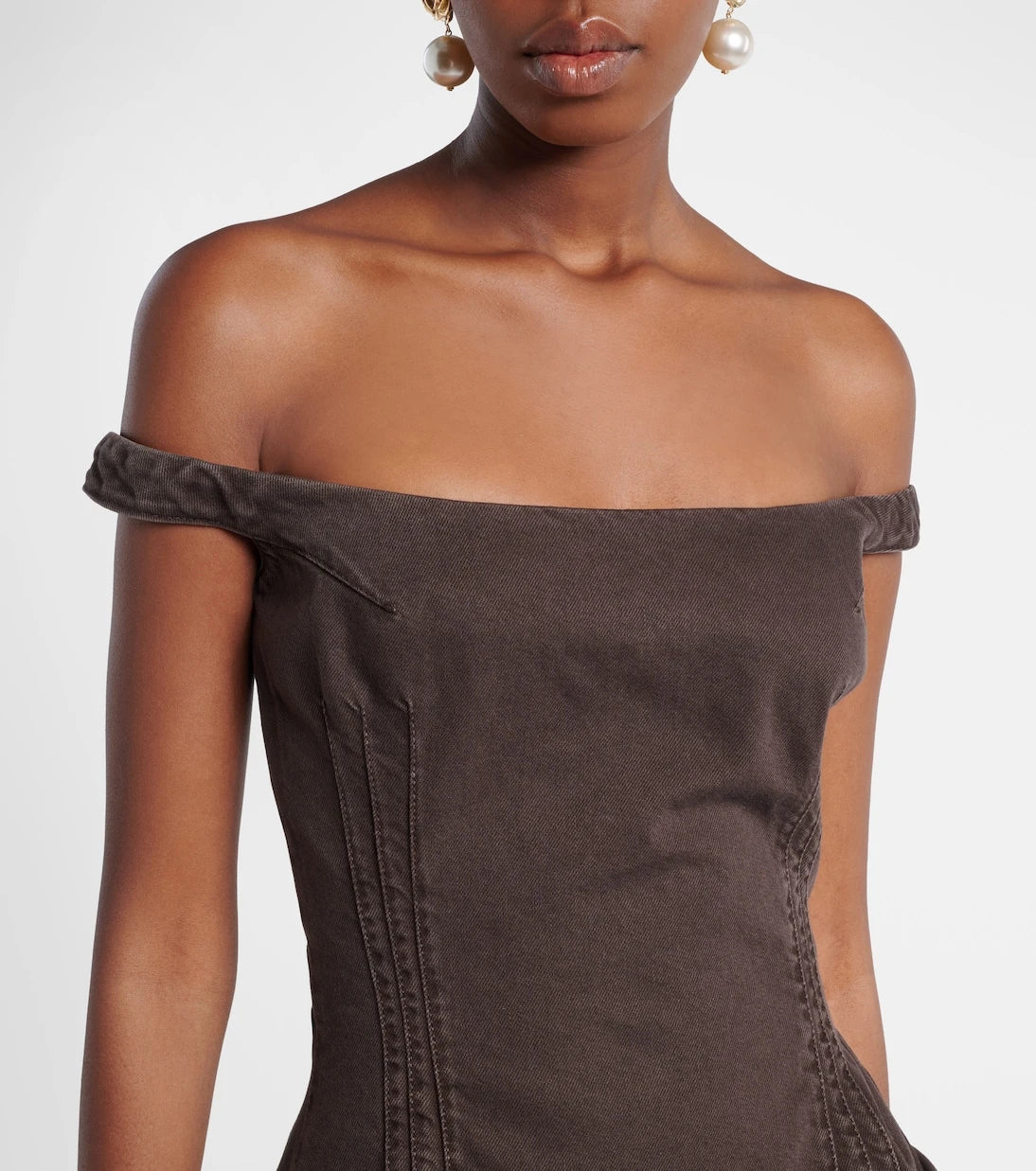 Magda Butrym - Gathered off-shoulder denim minidress