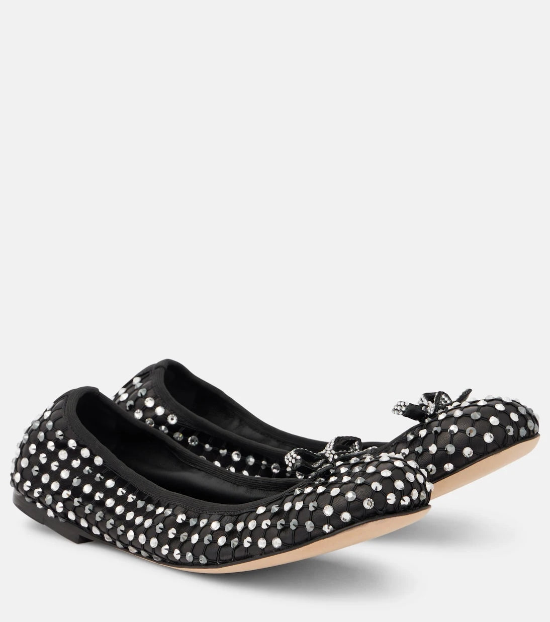 Rene Caovilla - Crystal-embellished leather ballet flats