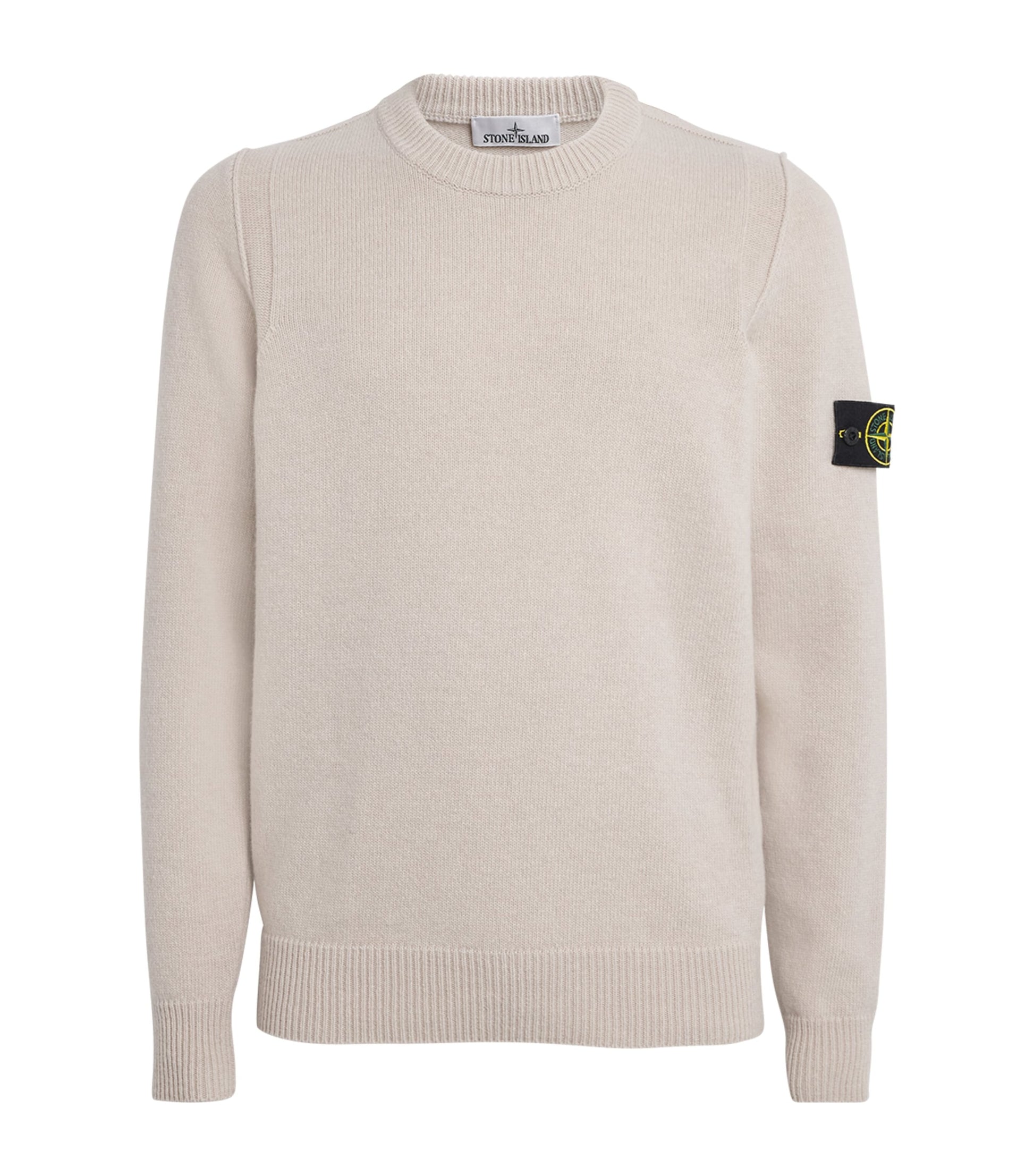 Beige Lambswool-Blend Sweater