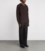 Officine Generale Brown Merino Wool Quarter-Zip Ribbed Sweater