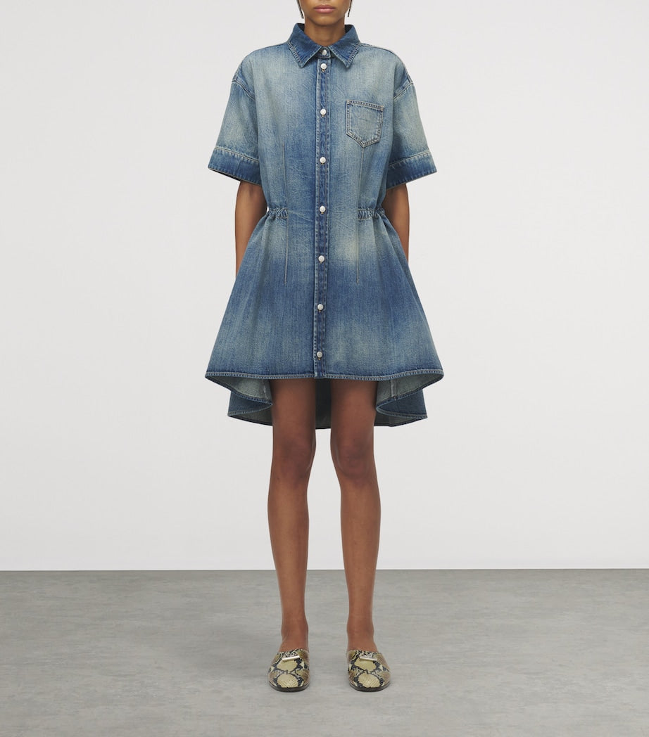 McQueen Blue Denim Mini Shirt Dress