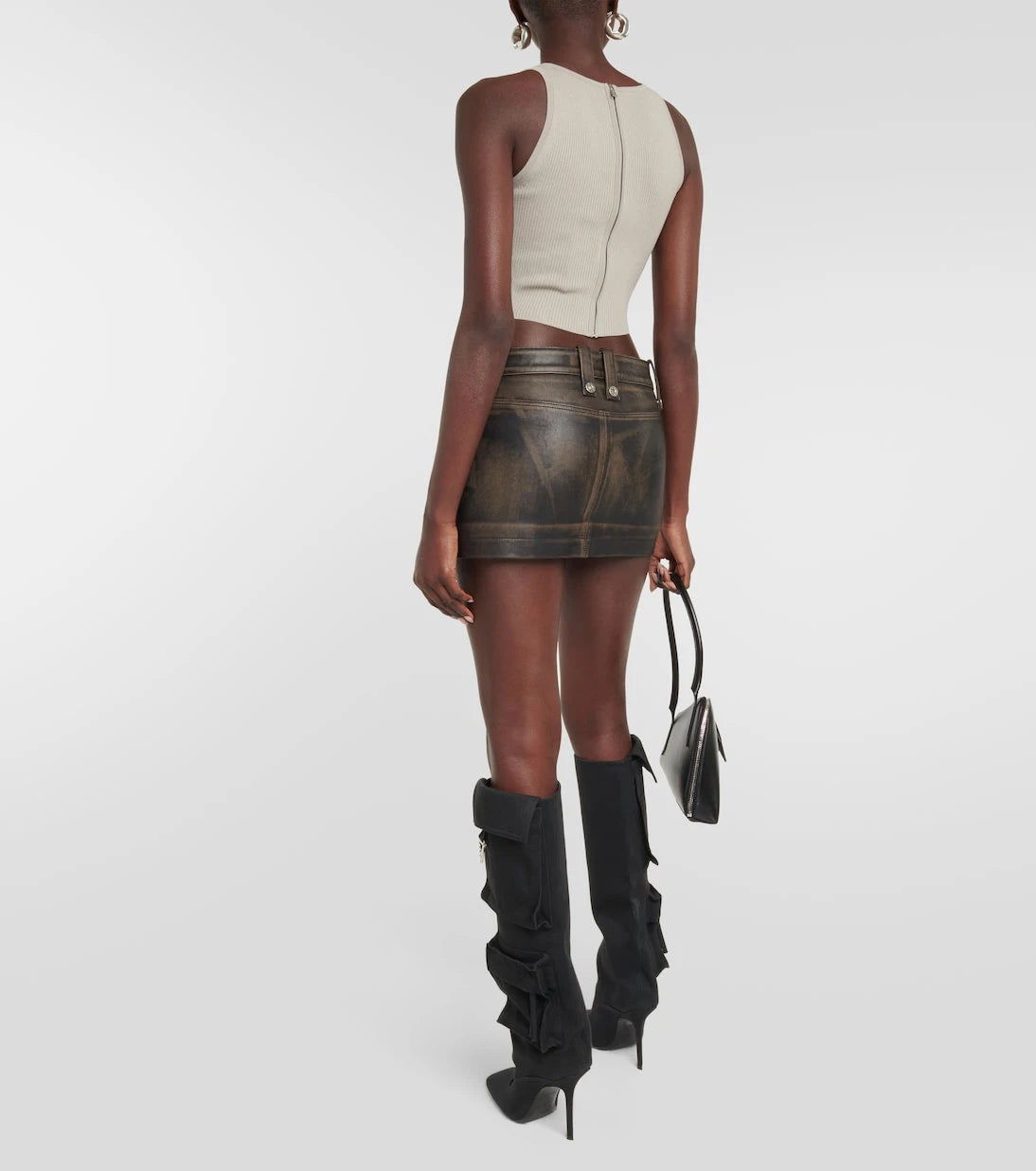 Dion Lee - Cropped ribbed-knit bustier