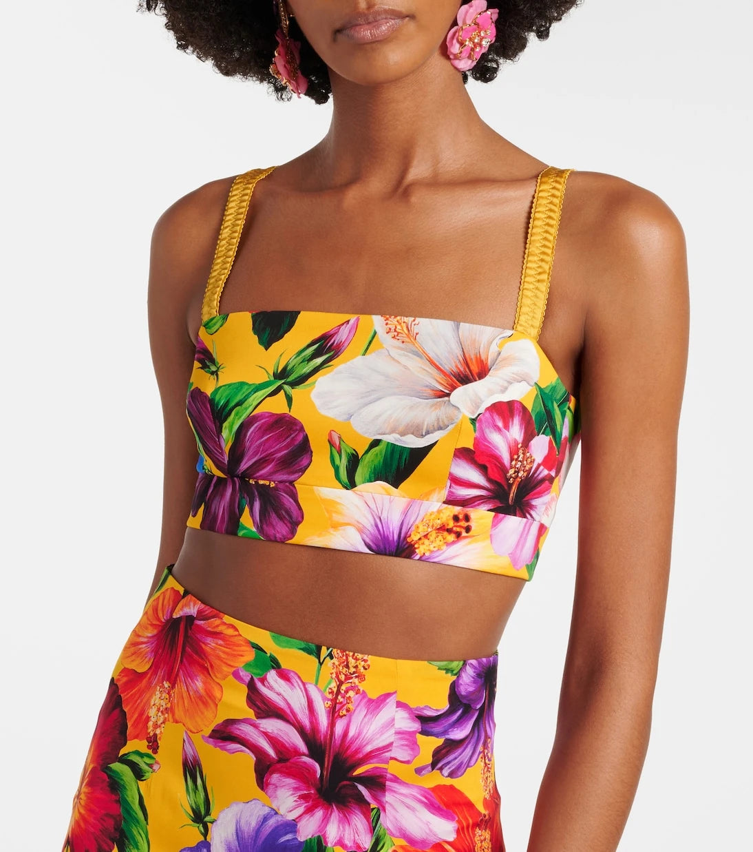 Dolce&Gabbana - Floral silk-blend crop top
