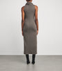 STAUD Brown Wool Scarf-Neck Canal Midi Dress