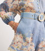 Zimmermann Blue Linen Floral Cascadian Tuck Shorts