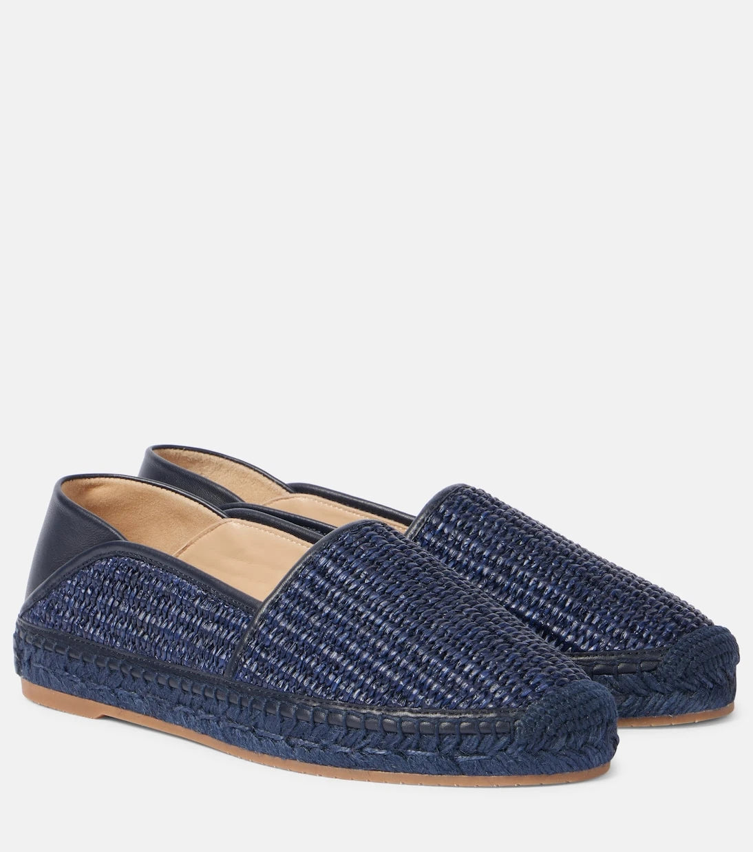Manolo Blahnik - Espadra leather-trimmed raffia espadrilles