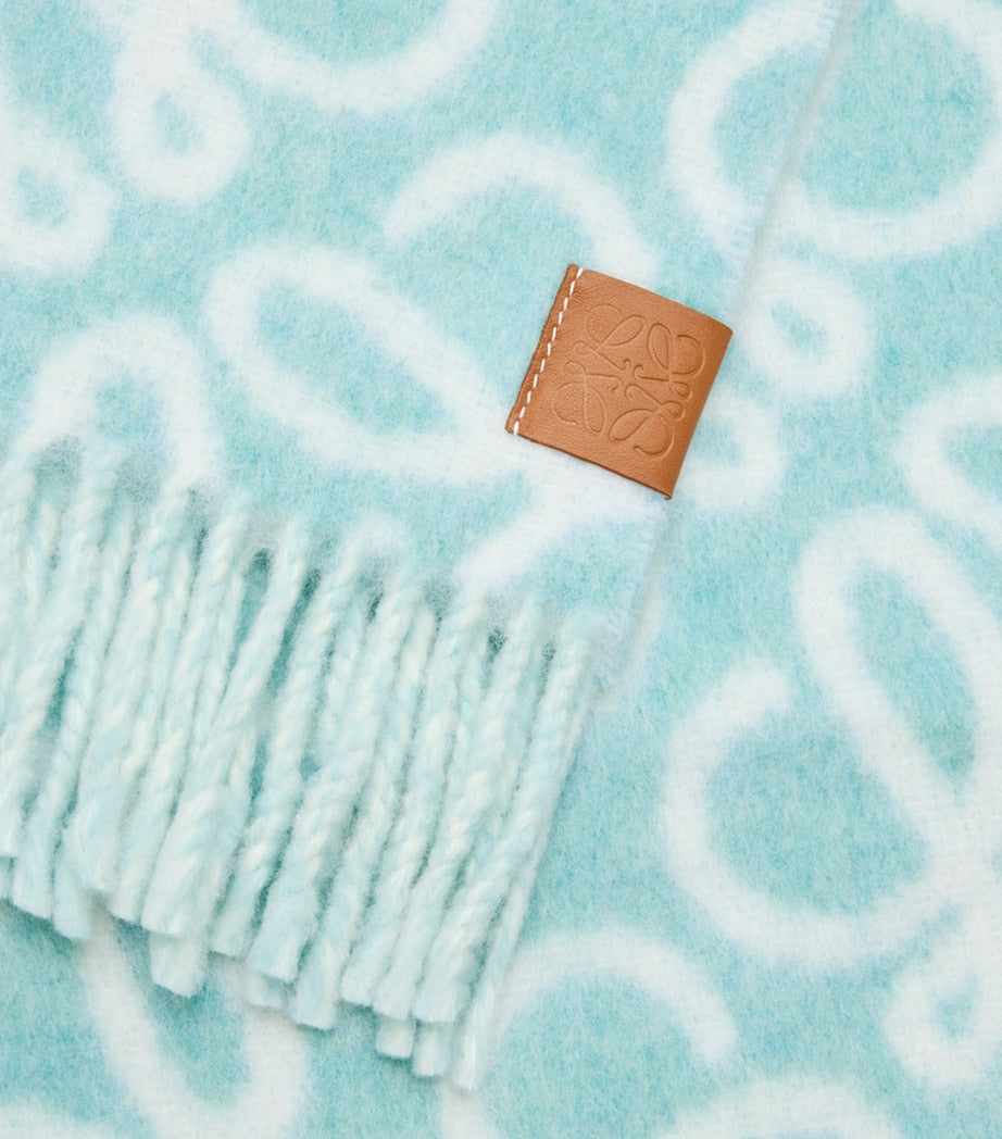 LOEWE Blue Wool-Blend Anagram Scarf