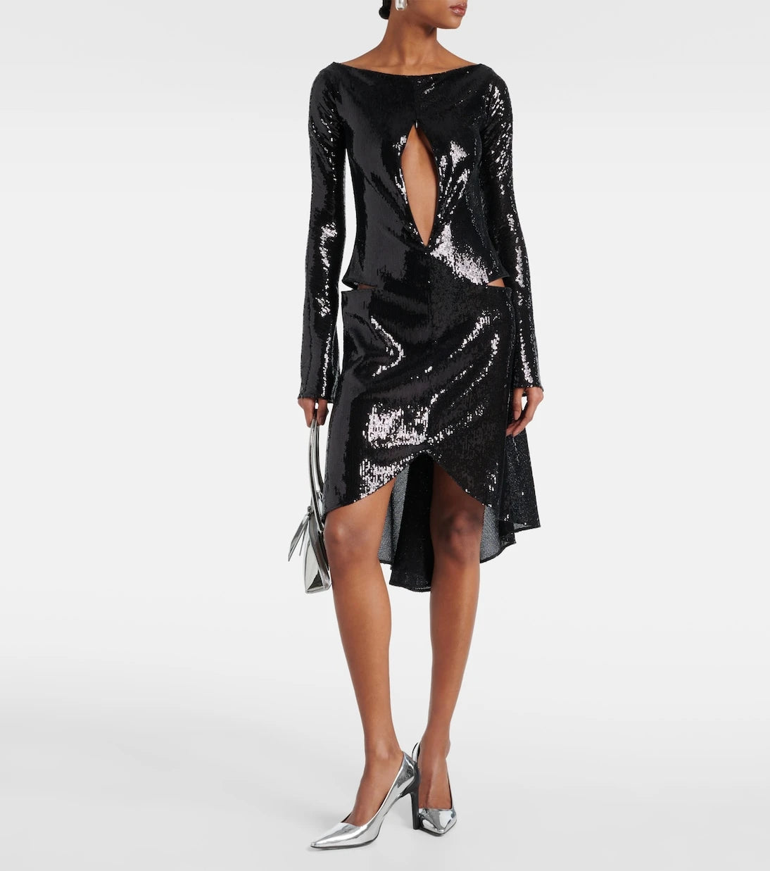 Courrèges - Ellipse sequined cutout midi dress