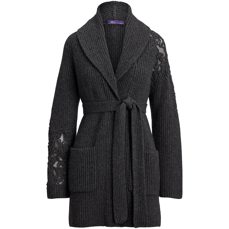 Ralph Lauren Collection Grey Cashmere Embroidered Cardigan