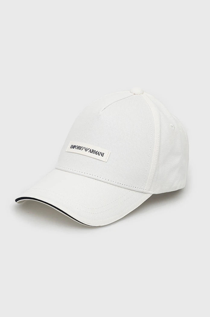 Памучна шапка с козирка Emporio Armani