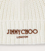 Jimmy Choo White Yuki Virgin Wool Beanie