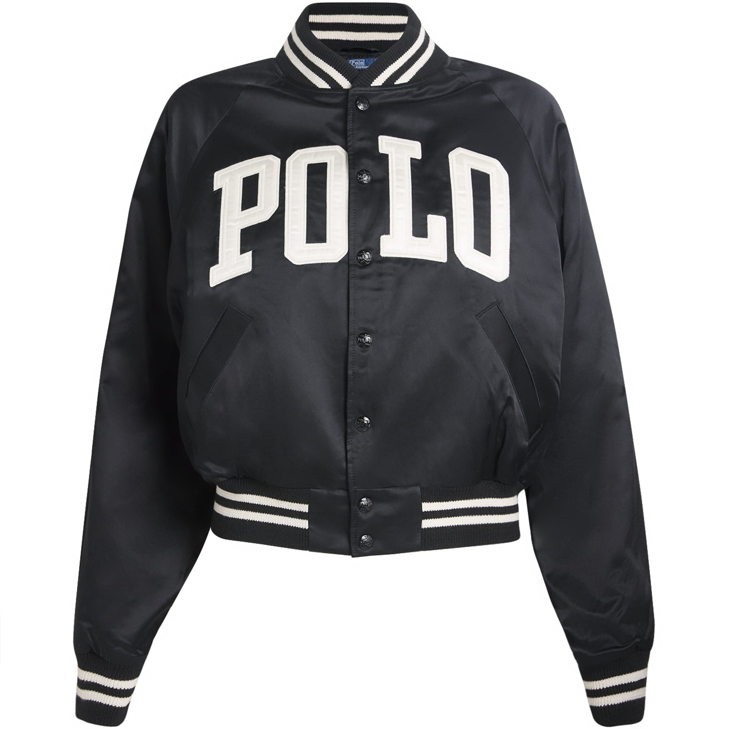 Polo Ralph Lauren Black Sateen Logo Bomber Jacket