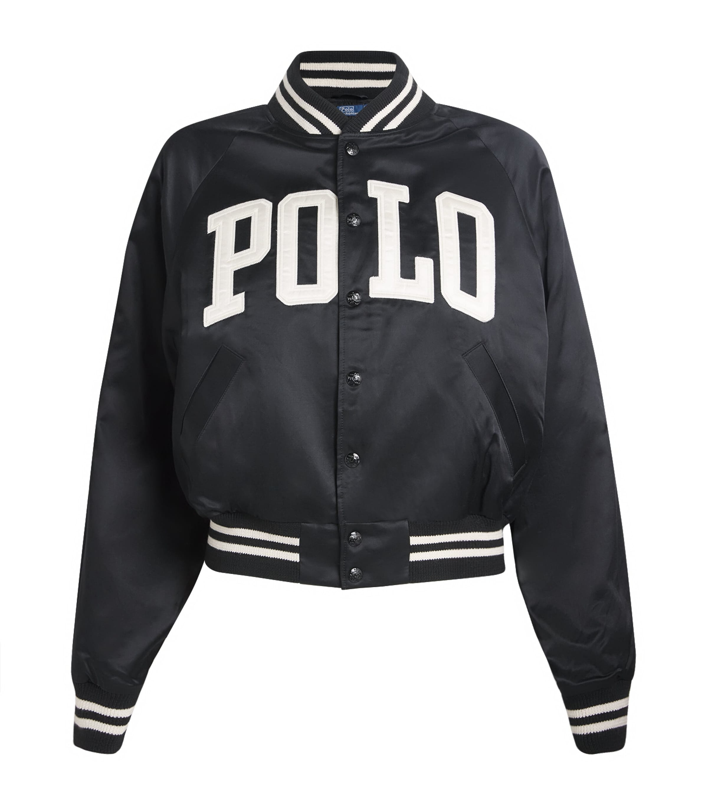 Polo Ralph Lauren Black Sateen Logo Bomber Jacket